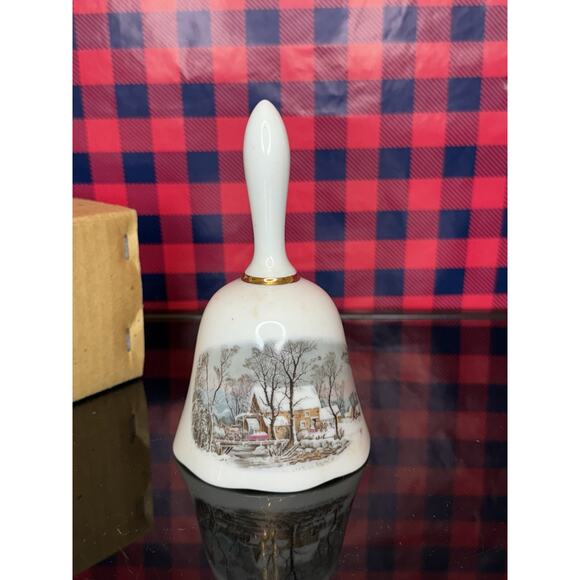 Vintage Avon Representative Award Dinner Bell Currier & Ives 1977 Japan - Picture 1 of 12